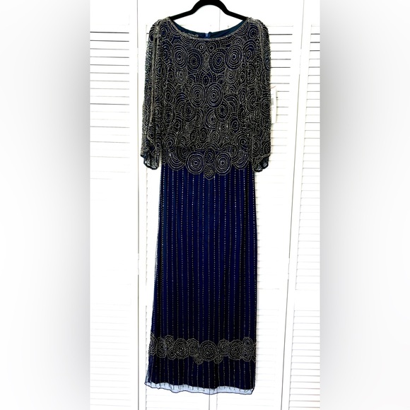 NWT Pisarro Nights Beaded Embellished Blouson Gown 8 - Picture 2 of 7
